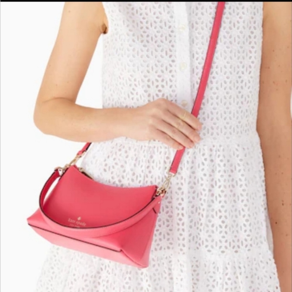 Kate Spade Sadie Small Shoulder Bag, Purse Bikini Pink Saffiano Leather NWT - Picture 3 of 10